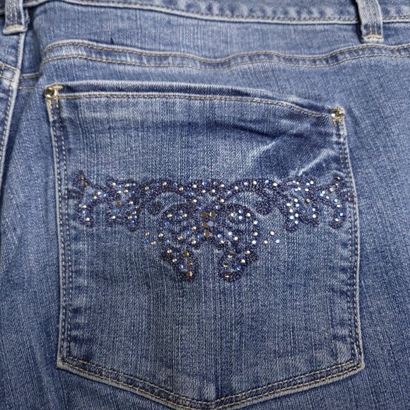 White House Black Market Womens Flare Leg Contour Jeans 14 Medium Wash Mid Rise - Picture 3 of 9